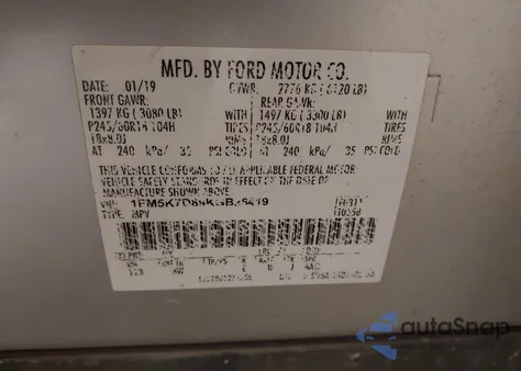 2019 Ford Explorer Xlt z USA, uszkodzony, nr VIN 1FM5K7D89KGB26419